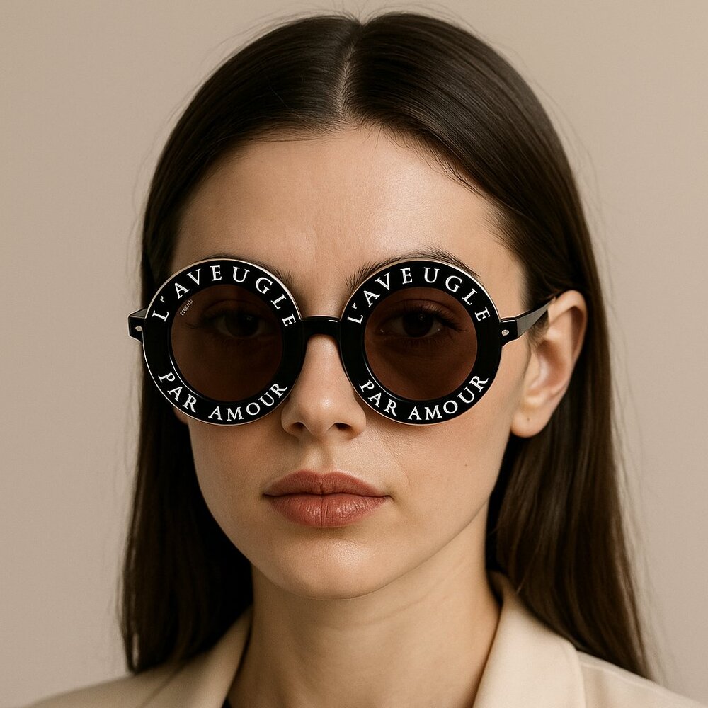 Gucci Round Sunglasses L’Aveugle Par Amour w/ Bee – Black Gold